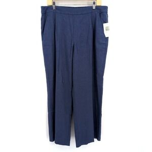 Coldwater Creek‎ Pants Blue Linen Viscose Wide Leg Petite Women's 16P